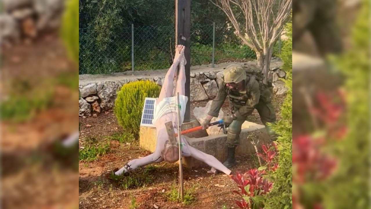 যিশুর মূর্তি ভাঙার ছবি: ইসরায়েলের বিরুদ্ধে যুক্তরাষ্ট্রে ক্রোধের আগুন