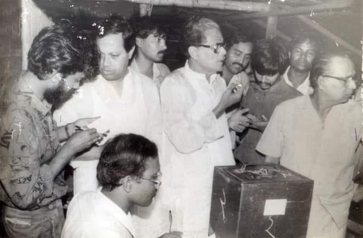 এরশাদের জাতীয় পার্টির তিন গুরুত্বপূর্ণ নেতা—মিজানুর রহমান চৌধুরী, মওদুদ আহমেদ ও শাহ মোয়াজ্জেম হোসেন। বিভিন্ন সময় দল ছেড়েছেন তিনজনই। ছবি: সংগৃহীত
