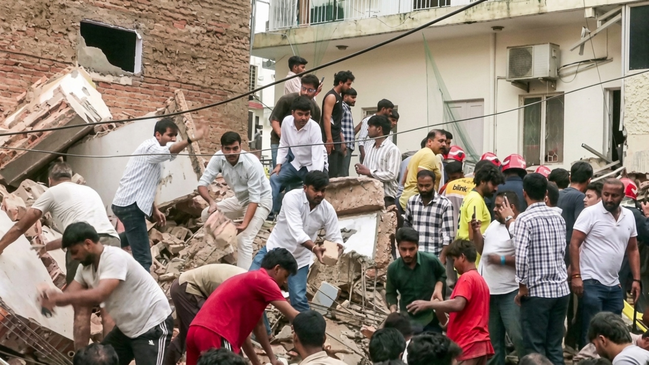 দিল্লিতে বহুতল ভবন ধস, বহু হতাহতের শঙ্কা 
