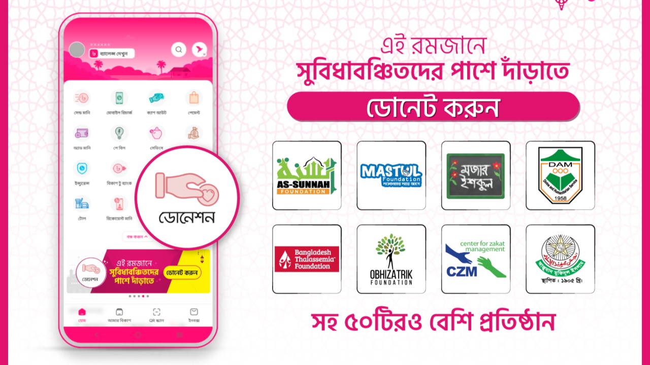 ৫০টির বেশি প্রতিষ্ঠানের জাকাত-অনুদান সুবিধাবঞ্চিতদের কাছে পৌঁছে দিচ্ছে বিকাশ