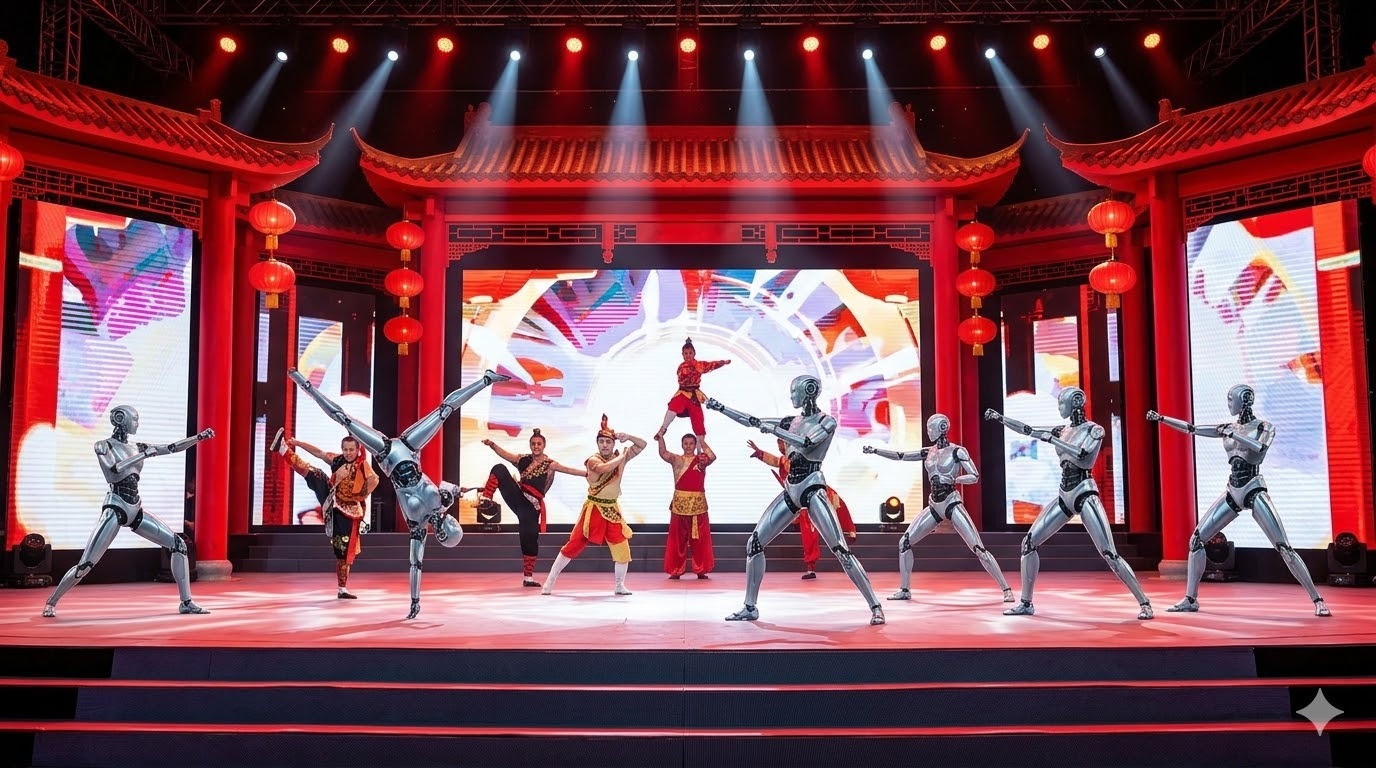 চীনে স্প্রিং ফেস্টিভ্যালের অনুষ্ঠানে এভাবেই রোবট ব্যবহার করা হয়েছে। ছবি: রয়টার্স