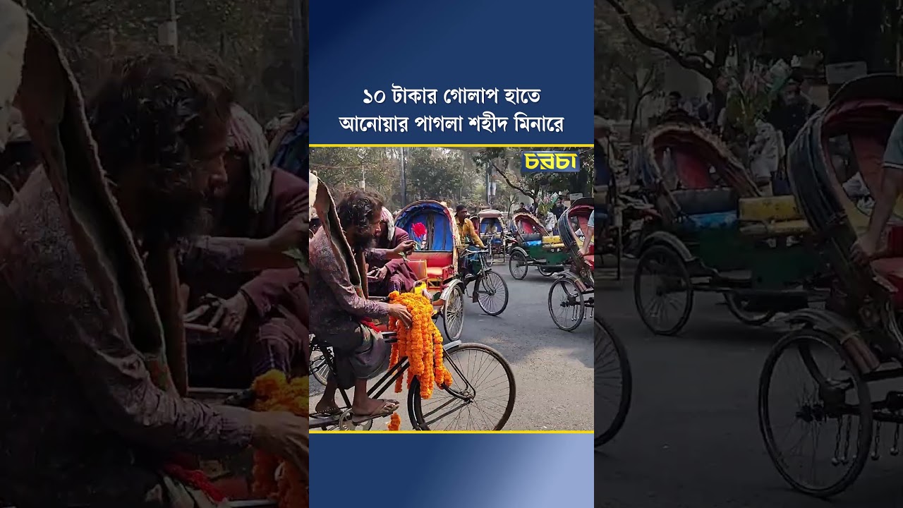১০ টাকার গোলাপ হাতে আনোয়ার পাগলা শহীদ মিনারে