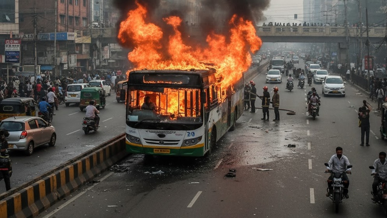 গাজীপুরে একরাতে তিন বাসে আগুন