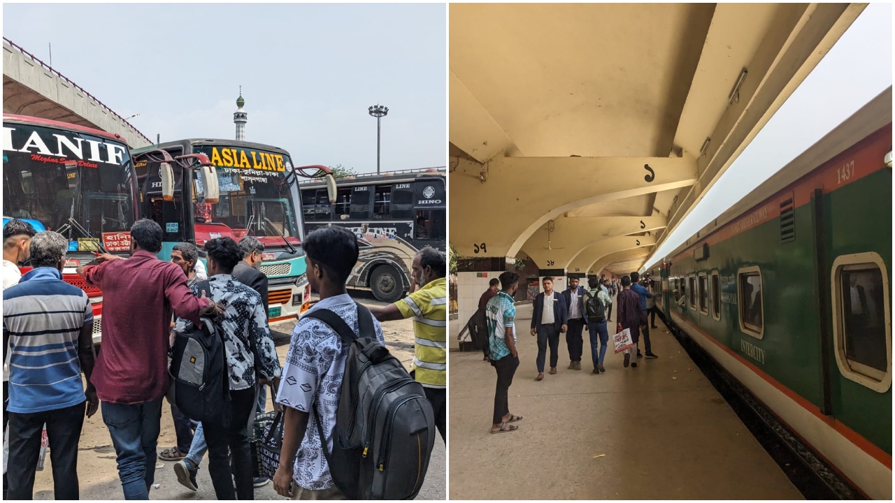 ঈদে বাড়ি ফেরা: ট্রেনে স্বস্তি, জ্বালানি সংকটের দুশ্চিন্তায় বাসচালকরা