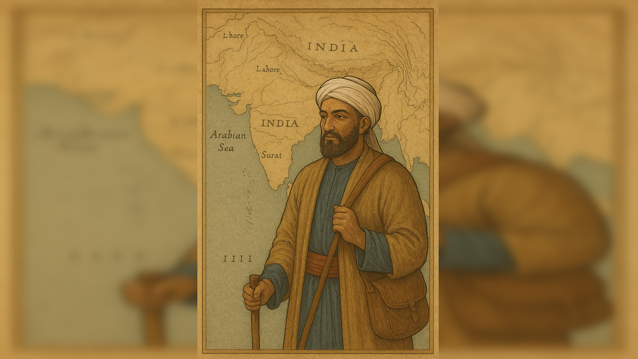 ইব্‌ন বাতুতার ‘সফরনামা’-তে মুহম্মদ বিন তুঘলকের দরবারের পরিবেশিত মাংসের কিমা দিয়ে বানানো ঘিয়ে ভাজা ‘সাম্বুসাক’-এর কথা লেখা আছে। ছবি: এআই দিয়ে বানানো