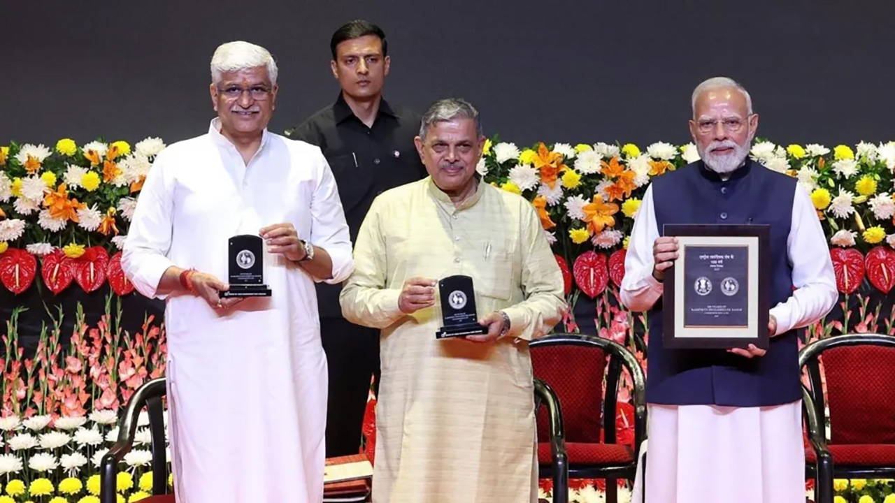 আরএসএস-এর  শততম প্রতিষ্ঠাবার্ষিকী উপক্ষে এক অনুষ্ঠানে ভারতের প্রধানমন্ত্রী নরেন্দ্র মোদি। ছবি: এক্স থেকে নেওয়া